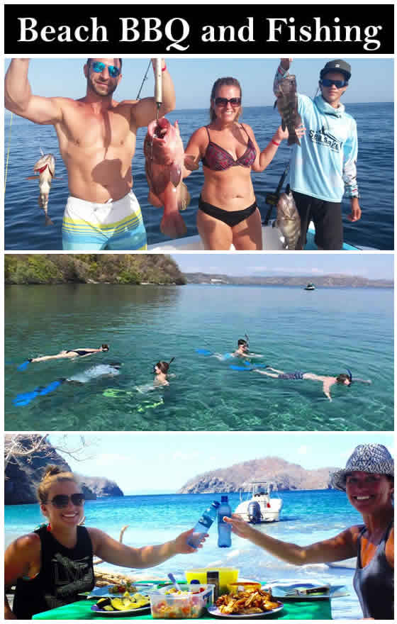 Beach BBQ and fishing combo tour in Papagayo